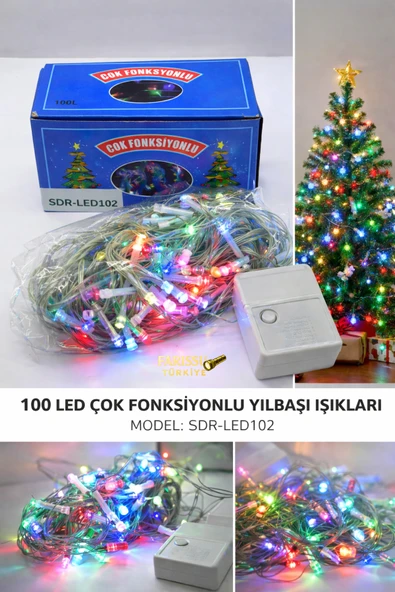 10 Metre 100 LED Çok Fonksiyonlu Yılbaşı Ağacı ve Dekorasyon Işığı ürün görseli 1