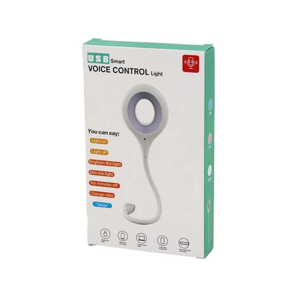 USB SMART VOICE CONTROL LİGHT SESLİ IŞIK AYARLI MİNİ YUVARLAK USB 16 LEDLİ LAMBA AKROBAT KOLLU 2W 5V-0.5A GO53/05398 ürün görseli 1