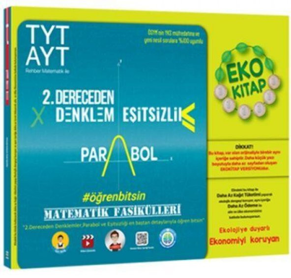 TYT AYT Matematik 2. Dereceden Denklemler Eşitsizlik Parabol Fasikülleri Eko Tonguç Akademi ürün görseli 1