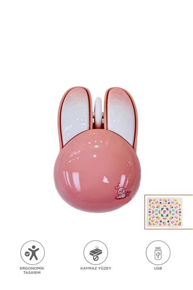 Kablosuz Tavşan Kulaklı Sessiz Mouse 1200 DPI Optik Kablosuz Fare TM-21 ürün görseli 1