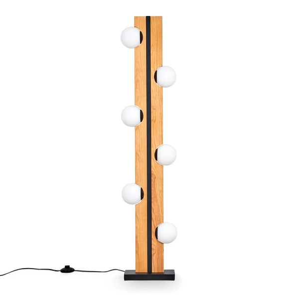 LW-4300-6B Doğal Ahşap Altılı  Beyaz Camlı Lambader ürün görseli 1