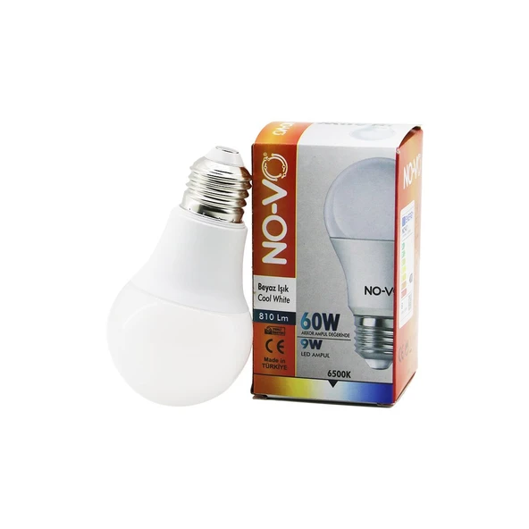 NO-VO 9W=60W E27 BEYAZ LED AMPUL 6500K - 810Lm GO53/05400 ürün görseli 1