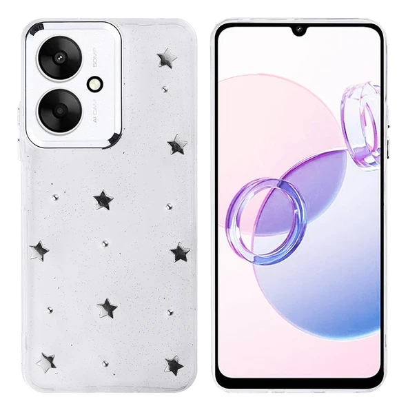 Xiaomi Poco C65 Kılıf Airbag Tasarımlı Simli Şeffaf Kutup Kapak ürün görseli 1