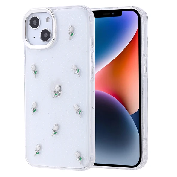 iPhone 13 Kılıf Airbag Tasarımlı Simli Şeffaf Kutup Kapak ürün görseli 1