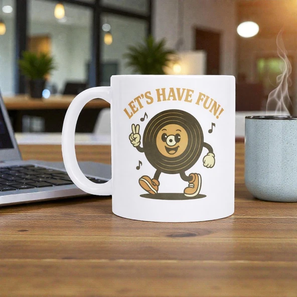 PRYDESIGN Let’s Have Fun Neşeli Plak Seramik Kupa - Resim 3