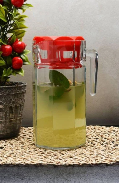 Paşabahçe Köşem Sürahi Kırmızı Plastik Kapak 1250 cc 43414 ürün görseli 1
