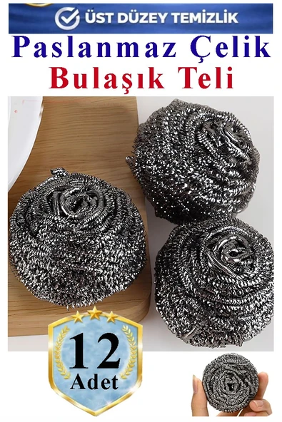 Bulaşık Teli Ovma Teli 12 Adet Ekonomik Toptel Sürtme Teli Lavabo Mutfak Banyo Temizlik Teli Sert Yüzey İçin ürün görseli 1