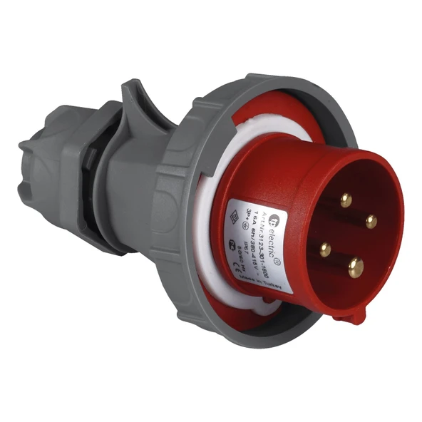 TP Electric 3127-301-1600 Vidalı Bağlantı IP67 4x32A CEE Norm Düz Fiş ürün görseli 1