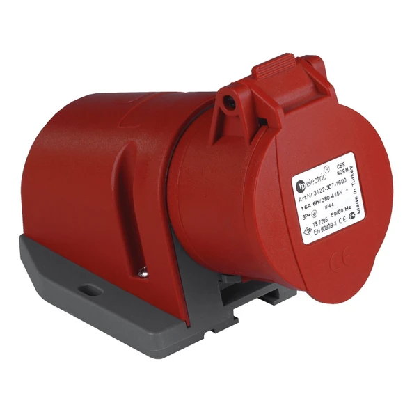 TP Electric 3126-307-1600 Vidalı Bağlantı IP44 4x32A CEE Norm Duvar Prizi ürün görseli 1