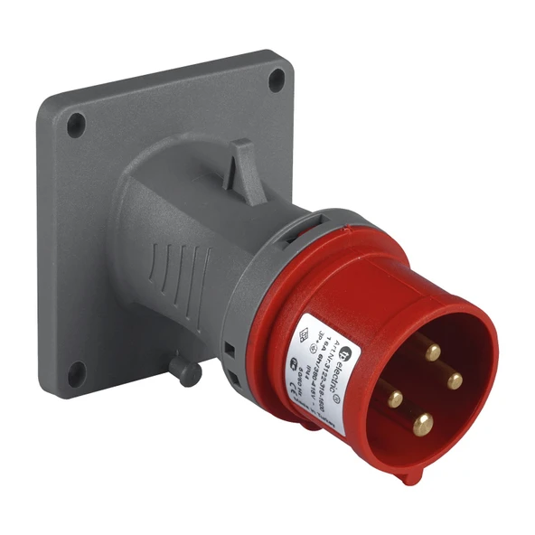 TP Electric 3126-318-1600 Vidalı Bağlantı IP44 4x32A CEE Norm Eğik Makine Fişi ürün görseli 1