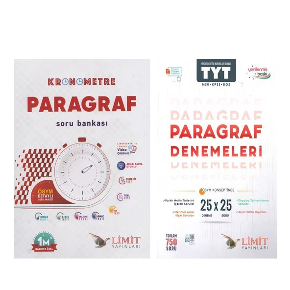 Limit TYT Kronometre Deneme ve Paragraf Soru Bankası Seti 2 Kitap ürün görseli 1