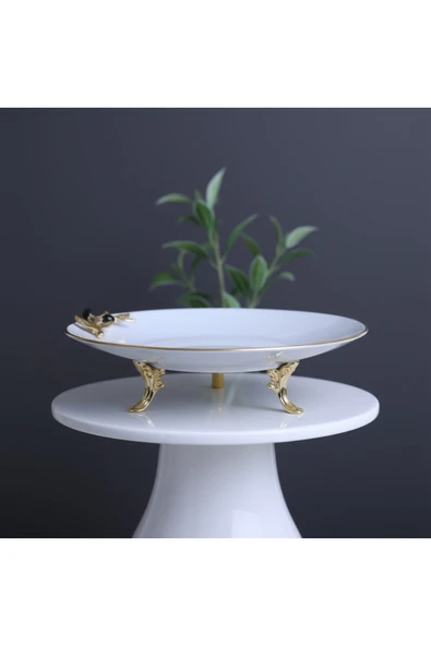 ÇNR Home Collection Metal ayaklı yaldızlı sunumluk kurabiyelik ürün görseli 1