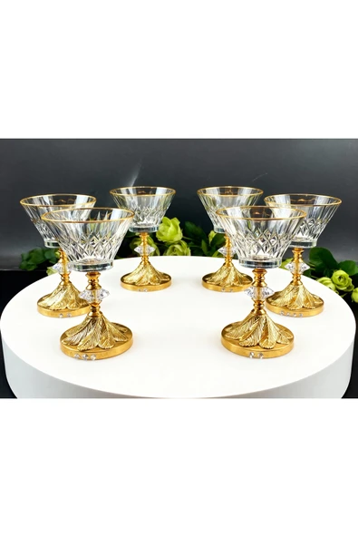 ÇNR Home Collection 6 ADET METAL AYAKLI GOLD DETAYLI MAGNOLİA- KASE - DONDURMALIK - ŞEKERLİK - SUNUMLUK ürün görseli 1
