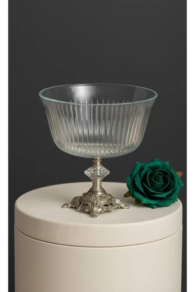 ÇNR Home Collection METAL AYAKLI GOLD DETAYLI BÜYÜK BOY KASE - SUNUM - SERVİS - SALATA KASESİ ürün görseli 1