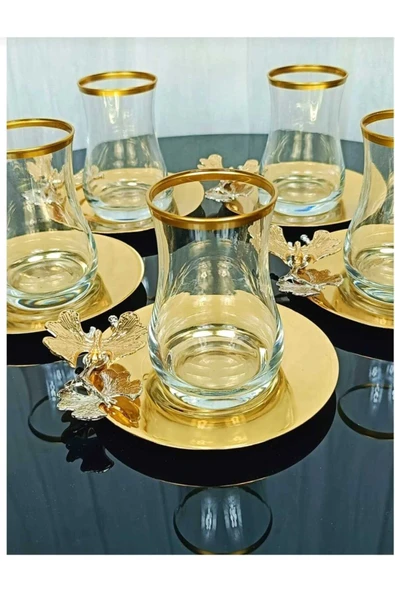 ÇNR Home Collection 6 KİŞİLİK 12 PARÇA GOLD ÇAY SETİ, ÇAY TAKIMI, HEDİYELİK & ÇEYİZLİK ürün görseli 1