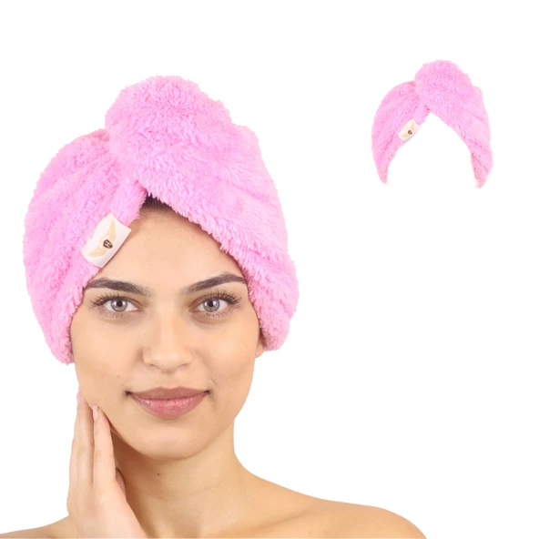 Tekli Paket Mikrofiber Saç Havlusu(Pembe) ürün görseli 1