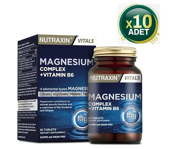 Nutraxin Magnesium Complex + Vitamin B6 60 Tablet 10 Adet ürün görseli 1