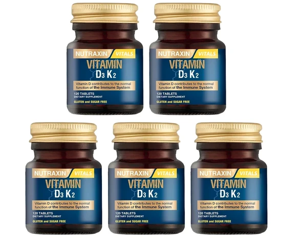 Nutraxin Vitamin D3 K2 120 Tablet 5'li ürün görseli 1