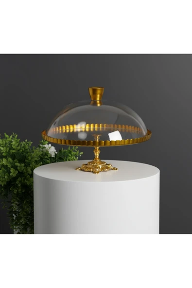 ÇNR Home Collection paşabahçe lüx yaldızlı kek fanusu ürün görseli 1
