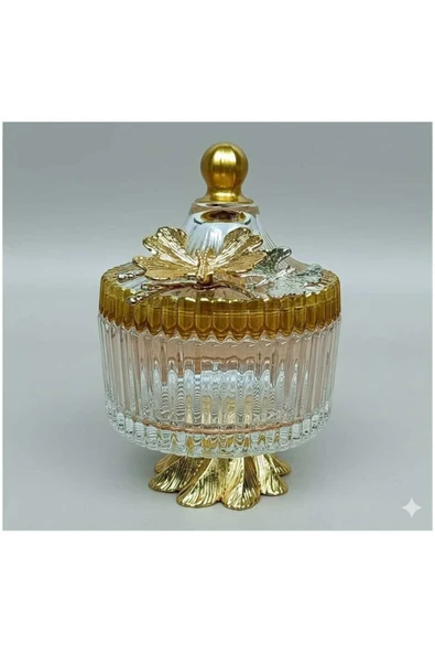 ÇNR Home Collection GOLD METAL AYAKLI KAPAKLI KELEBEKLİ - ŞEKERLİ - SUNUMLUK - ÇEREZLİK ürün görseli 1