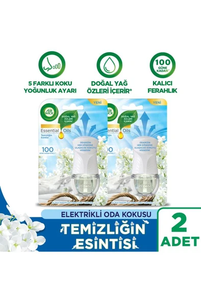 Air Wick Elektrikli Oda Kokusu Kit Temizliğin Esintisi Cihaz Yedek Şişe X 2 - Esansiyel Yağlar Içerir* ürün görseli 1