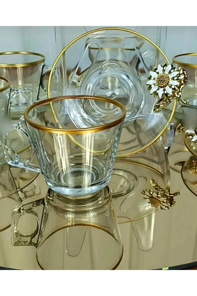 ÇNR Home Collection PAŞABAHÇE VELA FİNCAN TAKIMI 12 PARÇA 6 KİŞİLİK PAPATYALI YALDIZLI HEDİYELİK ÇEYİZLİK ürün görseli 1