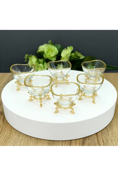 ÇNR Home Collection 6' lı LÜX KAHVE YANI MİNİ LOKUMLUK ŞEKERLİK SOSLUK ürün görseli 1