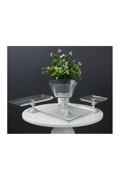 ÇNR Home Collection METAL AYAKLI 4 PARÇA SUNUM SETİ ürün görseli 1