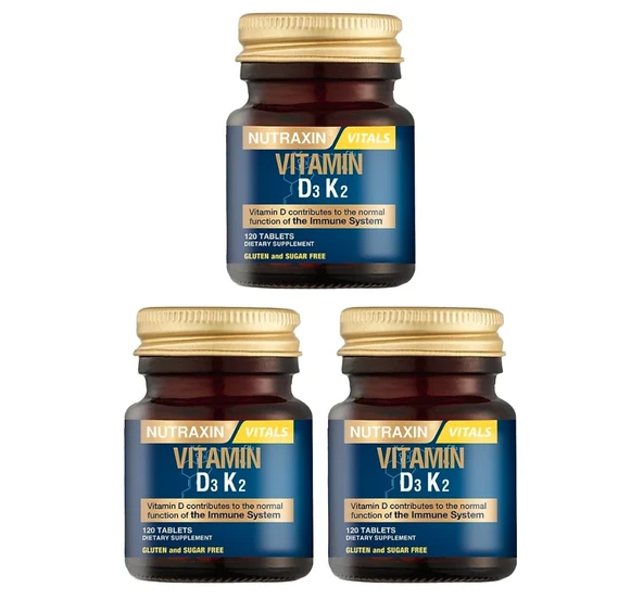 Nutraxin Vitamin D3 K2 120 Tablet 3'lü ürün görseli 1