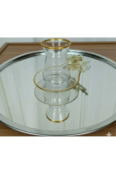 ÇNR Home Collection ÖZEL SERİ 6 'lı YALDIZLI KELEBEK DETAYLI ÇAY TAKIMI ürün görseli 1