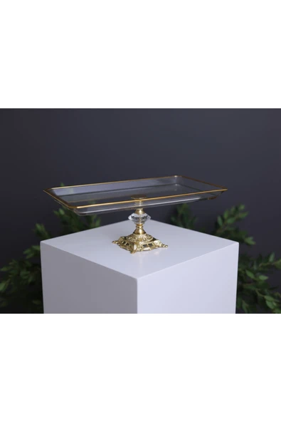 ÇNR Home Collection Paşabahçe Kristal Metal Ayaklı Yaldız Baton Sunumluk ürün görseli 1