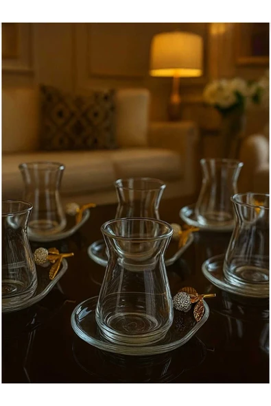 ÇNR Home Collection ÖZEL SERİ 6 'lı GÜMÜŞ ÇAY SETİ ürün görseli 1