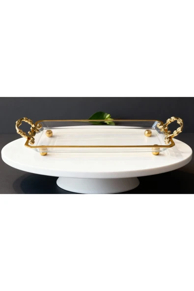 ÇNR Home Collection METAL KULPLU KRİSTAL SERVİS TABAĞI ürün görseli 1