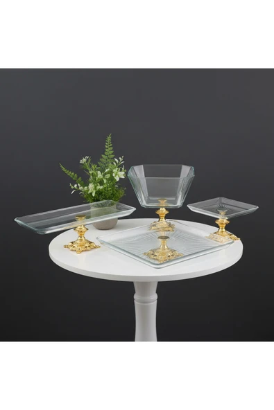 ÇNR Home Collection METAL AYAKLI 4 PARÇA SUNUM SETİ ürün görseli 1