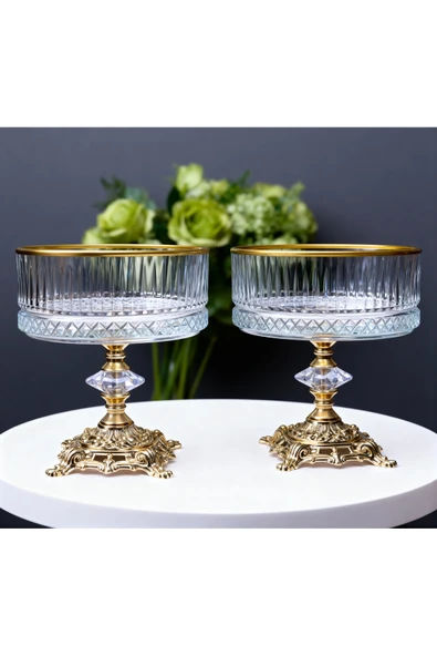 ÇNR Home Collection paşabahçe 2 adet elysia metal ayaklı kase ürün görseli 1