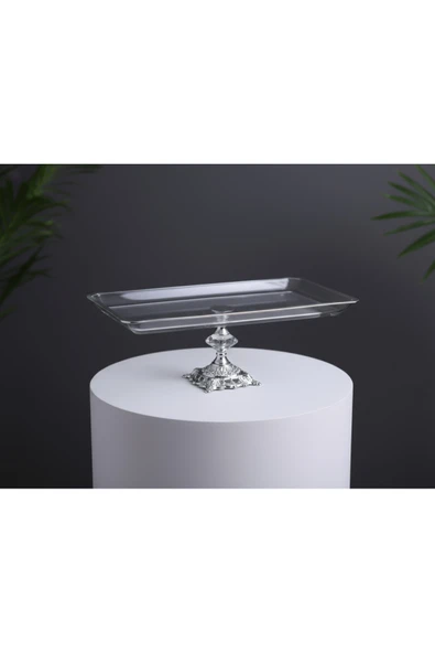 ÇNR Home Collection ALANGARDE GÜMÜŞ DÖKÜM AYAKLI BATOM SUNUMLUK ürün görseli 1