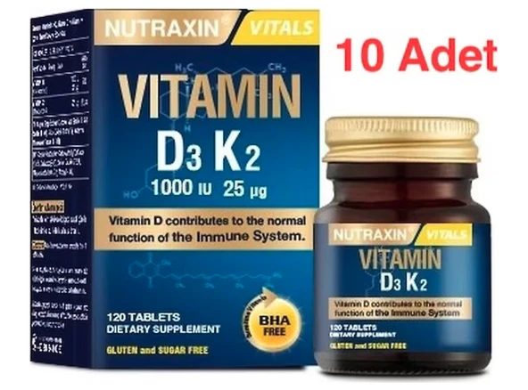 Nutraxin Vitamin D3 K2 120 Tablet 10'lu ürün görseli 1