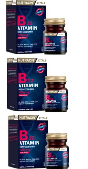 Nutraxin B12 Vitamin 1000 mcg 60 Tablet 3'lü ürün görseli 1