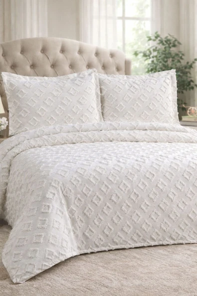 SYCAMORE HOME Şönil Dokulu Lüks Yatak Örtüsü Takımı 240x260 cm – 2 Adet 55x70 Yastık Kılıfı ürün görseli 1