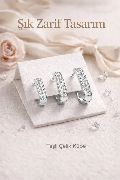 KADIN ÇELİK RENK ATMAZ  KÜPE ürün görseli 1