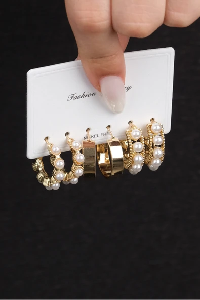 Jack Ferrero Kadın Çelik Renk Atmaz 6 Lı Küpe Modeli ( En Benzer Gönderilecektir) bşrgküjfererope62 ürün görseli 1