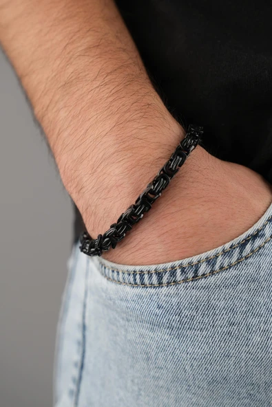 Erkek Deri Bileklik Çelik Kilit Renk Atmaz ürün görseli 1