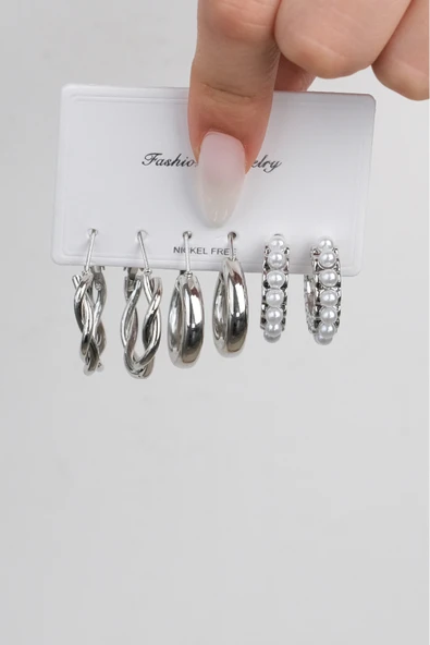 Jack Ferrero KADIN ÇELİK RENK ATMAZ 6 LI KÜPE MODELİ bşrgküjfererope106 ürün görseli 1