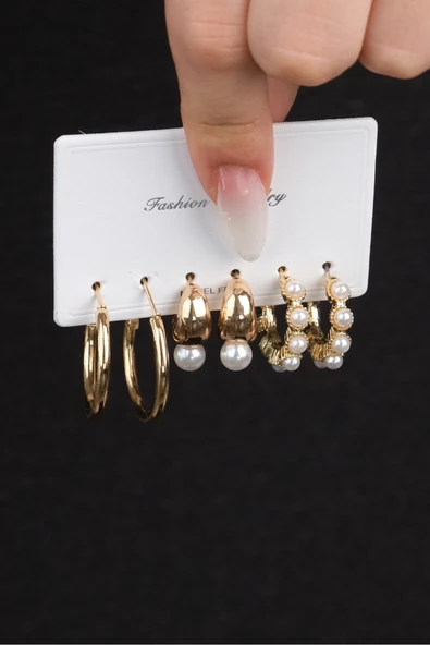 Jack Ferrero Kadın Çelik Renk Atmaz 6 Lı Küpe Modeli ( En Benzer Gönderilecektir) bşrgküjfererope75 ürün görseli 1