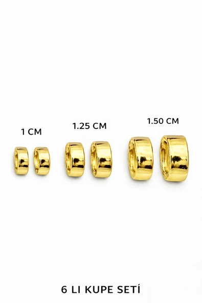 GOLD KADIN ÇELİK 6'LI KÜPE SETİ ürün görseli 1
