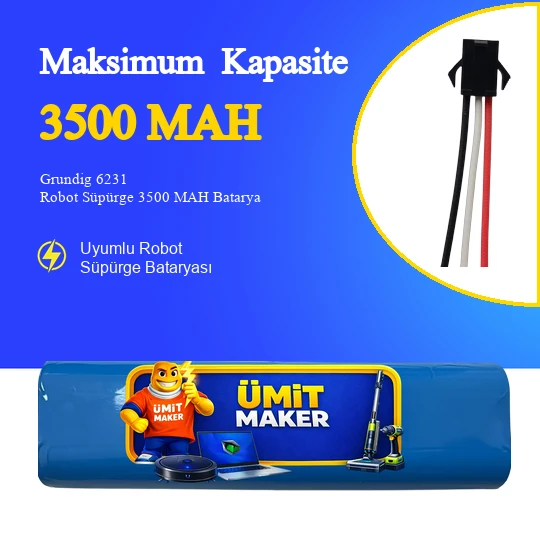 Grundig 6231 Robot Süpürge 3500 MAH Batarya – Maksimum Güç, En Uzun Süreli Temizlik ürün görseli 1