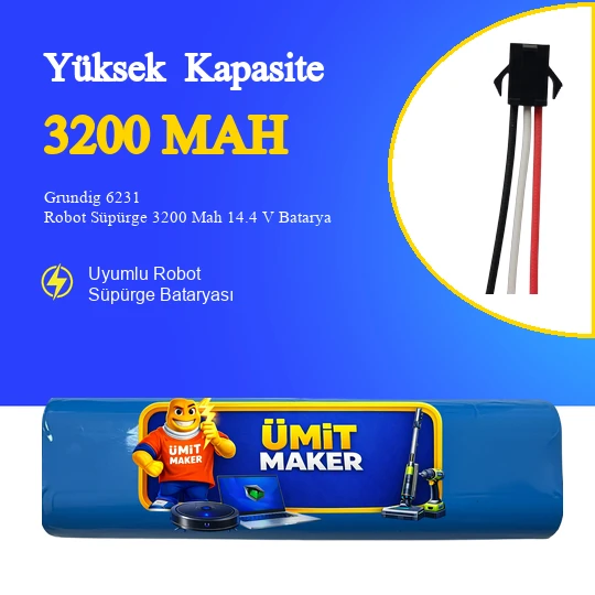Grundig 6231 Robot Süpürge 3200 Mah 14.4 V Batarya – Orjinal Uyumlu Uzun Ömürlü, Yüksek Performans Pil ürün görseli 1