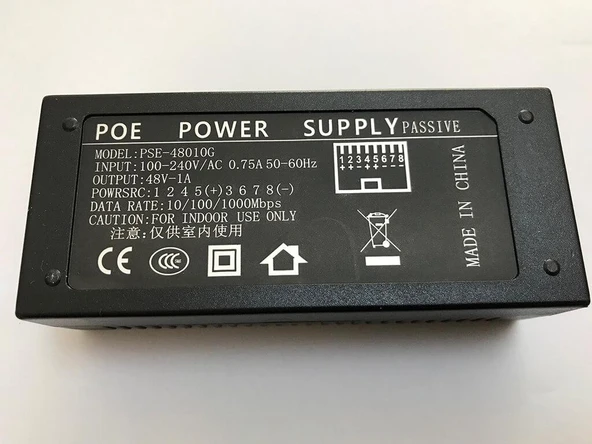 Wifidepo OEM Gigabit 48 Volt 1 Amper POE Adaptör (Mikrotik ve UBNT POE-48-24W-G ile uyumlu) ürün görseli 1