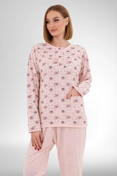 Mecit 6314 Pudra Kadın Büyük Beden Pijama Takımı ürün görseli 1