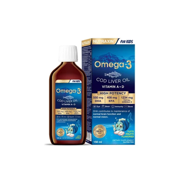Nutraxin For Kids Omega 3 Balık Yağı Tutti Frutti Aromalı 150 ml ürün görseli 1